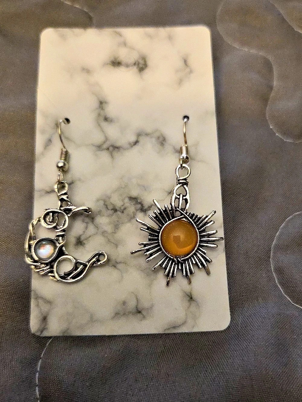 Sunburst & Charm Drop Earrings